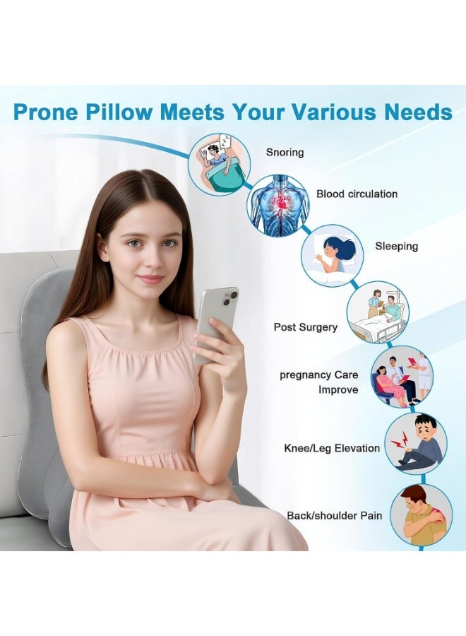 توشيونيكس وسادة إسفينية مريحة للبالغين مصنوعة من إسفنج الذاكرة مع مسند رأس قابل للإزالة - وسادة دعم متعددة الأوضاع للاستلقاء على البطن، مناسبة لقراءة الهاتف والاسترخاء، ودعم الظهر/الرقبة/الفقرات القطنية، ووسادة لرفع الساقين للتعافي على السرير أو الأريكة - Image 2